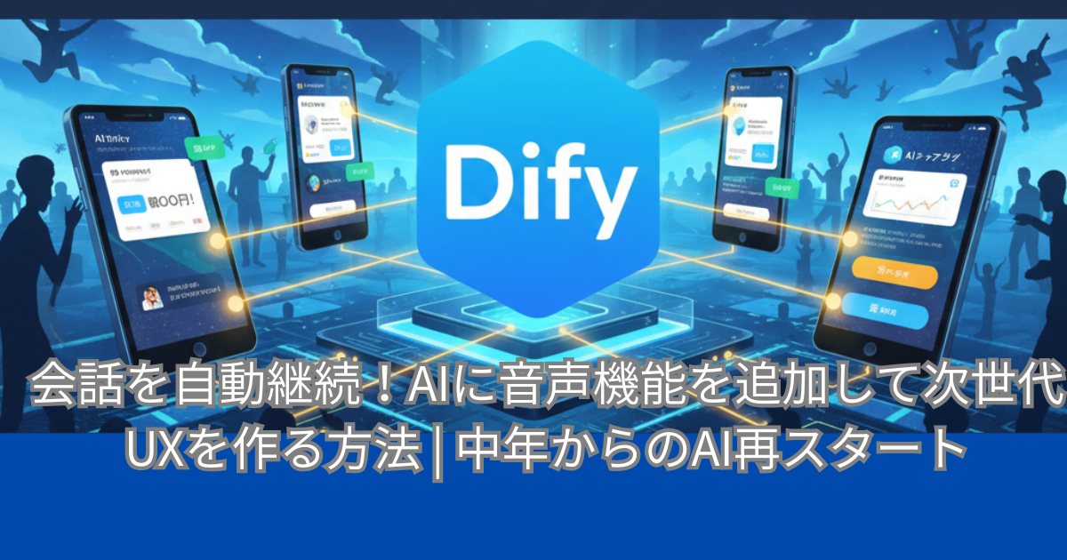 Difyで開発したAIアプリがスマートフォンに表示され、その背後から収益を示す上向きの成長グラフと、飛び交うコインが描かれたアイキャッチ画像。「公開（デプロイ）と集客」による収益化のイメージ。